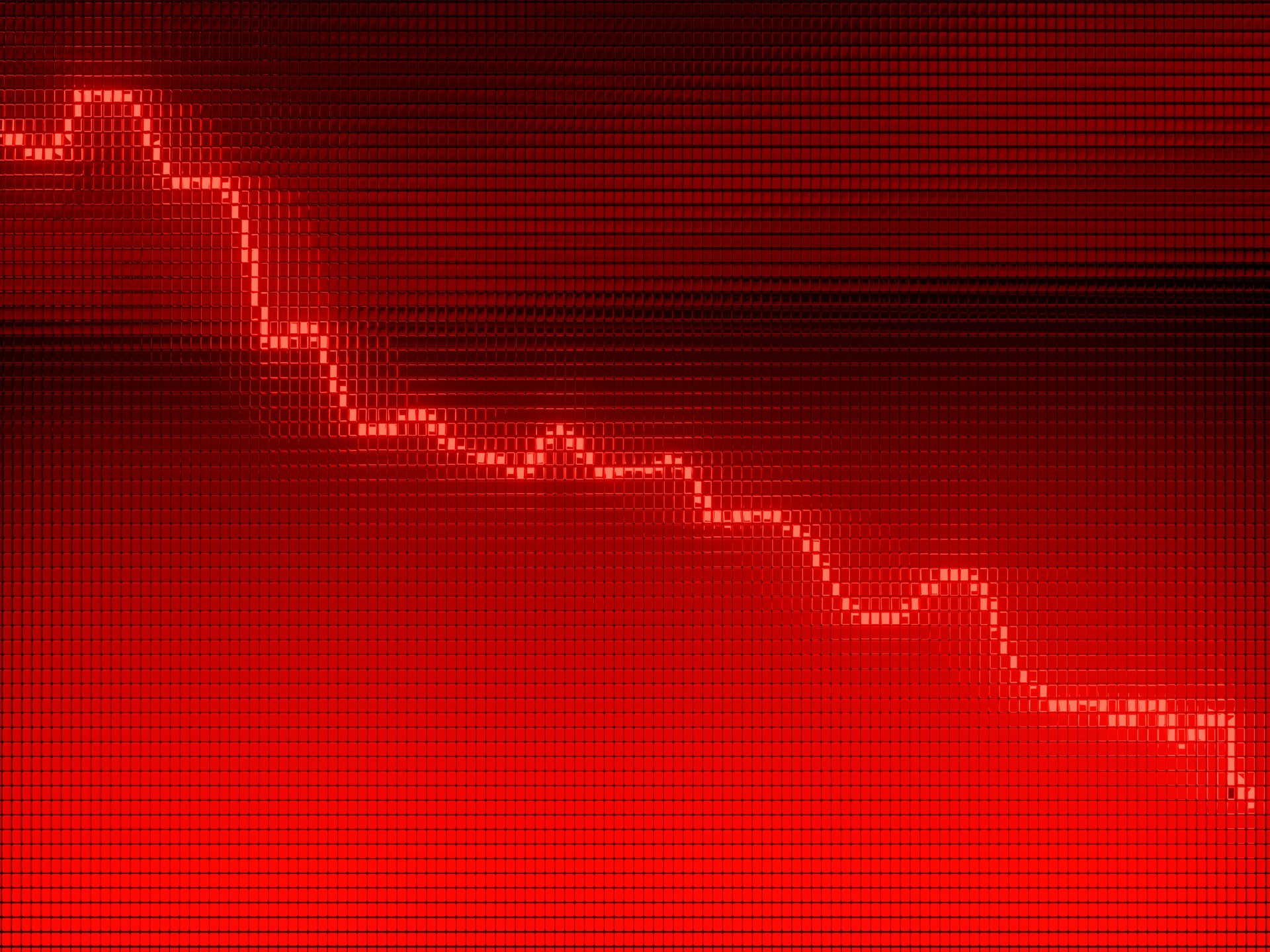 Red Graph moving down on chart as recession or financial crisis 3d animation